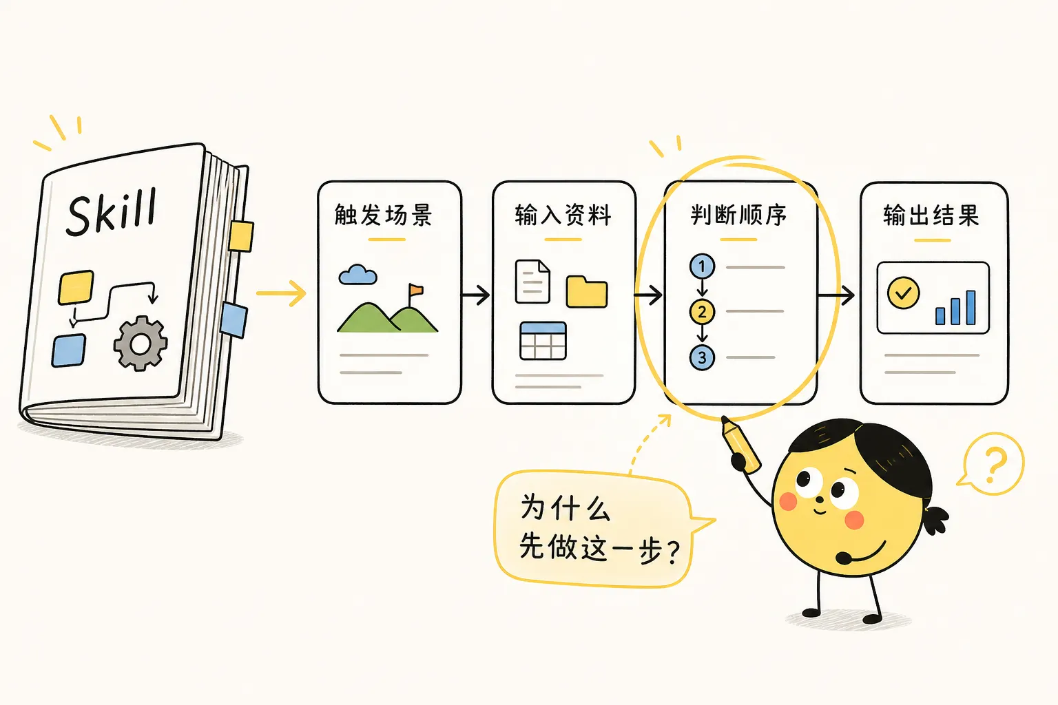 把 Skill 从输入、判断、执行到结果拆成一条可理解的决策链
