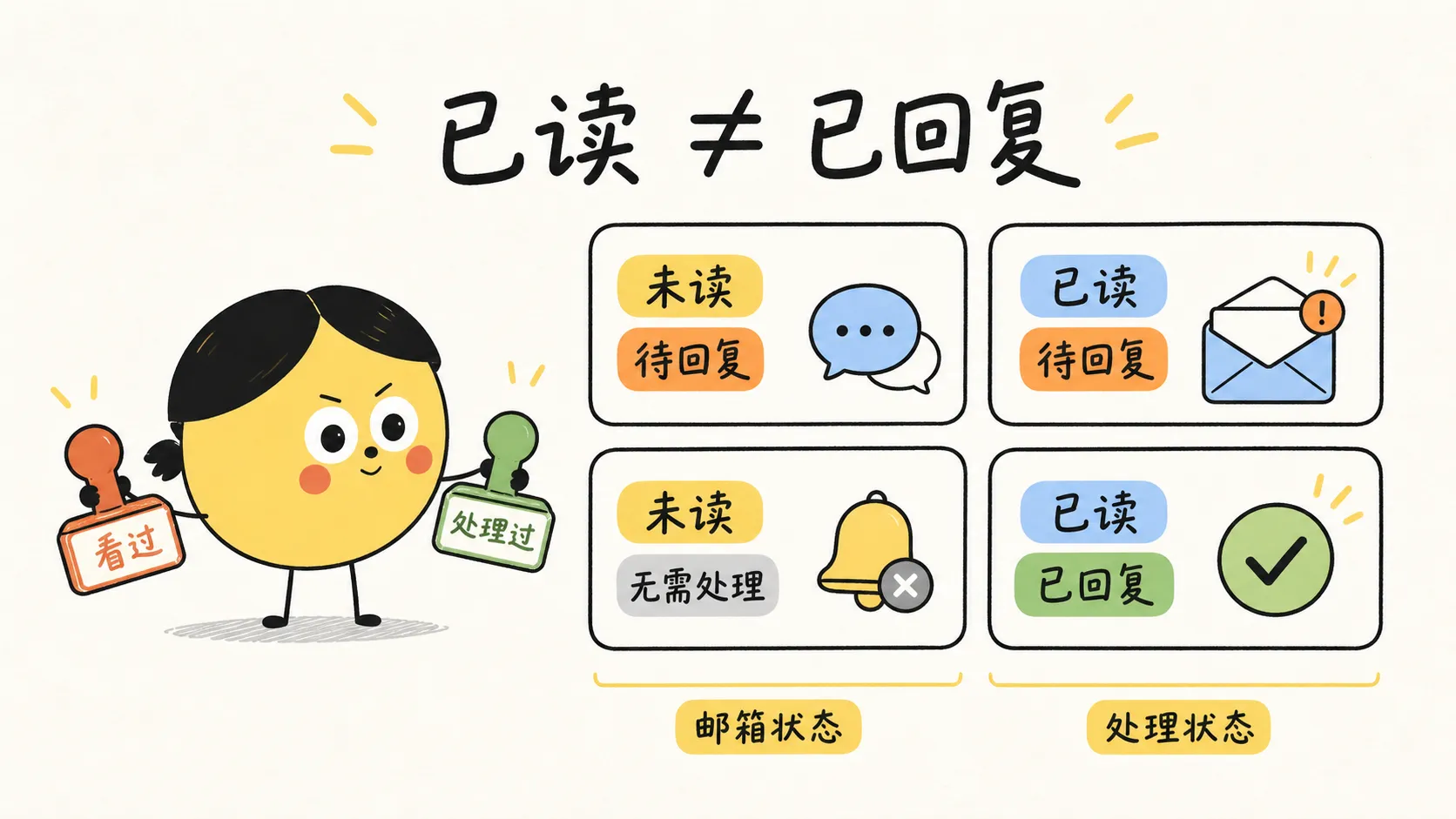 已读不等于已回复，邮箱状态和处理状态需要分开